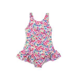 FLORENCE EISEMAN Tropical Tides Floral Swimsuit With Hip Ruffles Baby Girl 2t